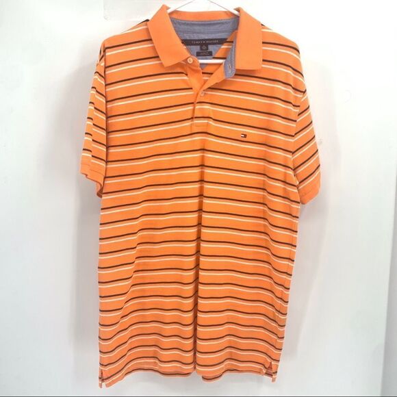Tommy Hilfiger Orange Striped S/S Polo shirt - Picture 1 of 5